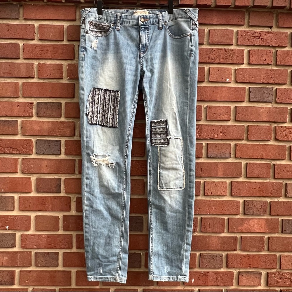 Free People Boho Patchwork Skinny Jeans